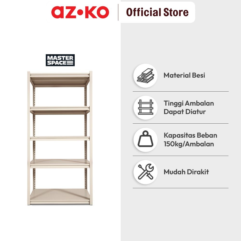 Jual AZKO Masterspace Urban Rak Besi 5 Tingkat 90x45x183 cm - Krem ...