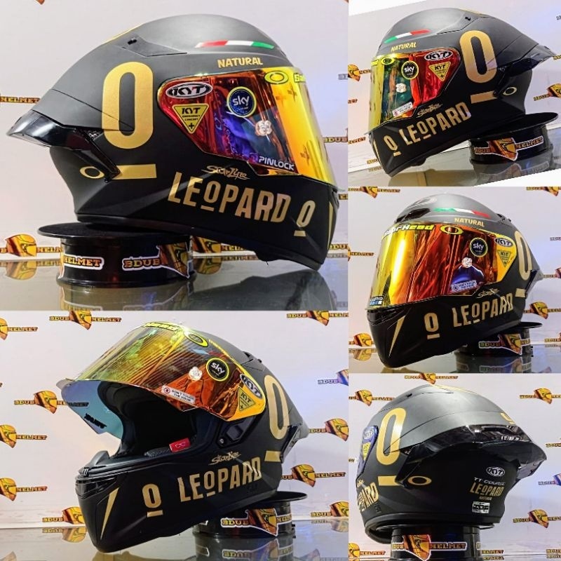 Jual Helm full face kyt tt course itam doff leopard gold paket ganteng