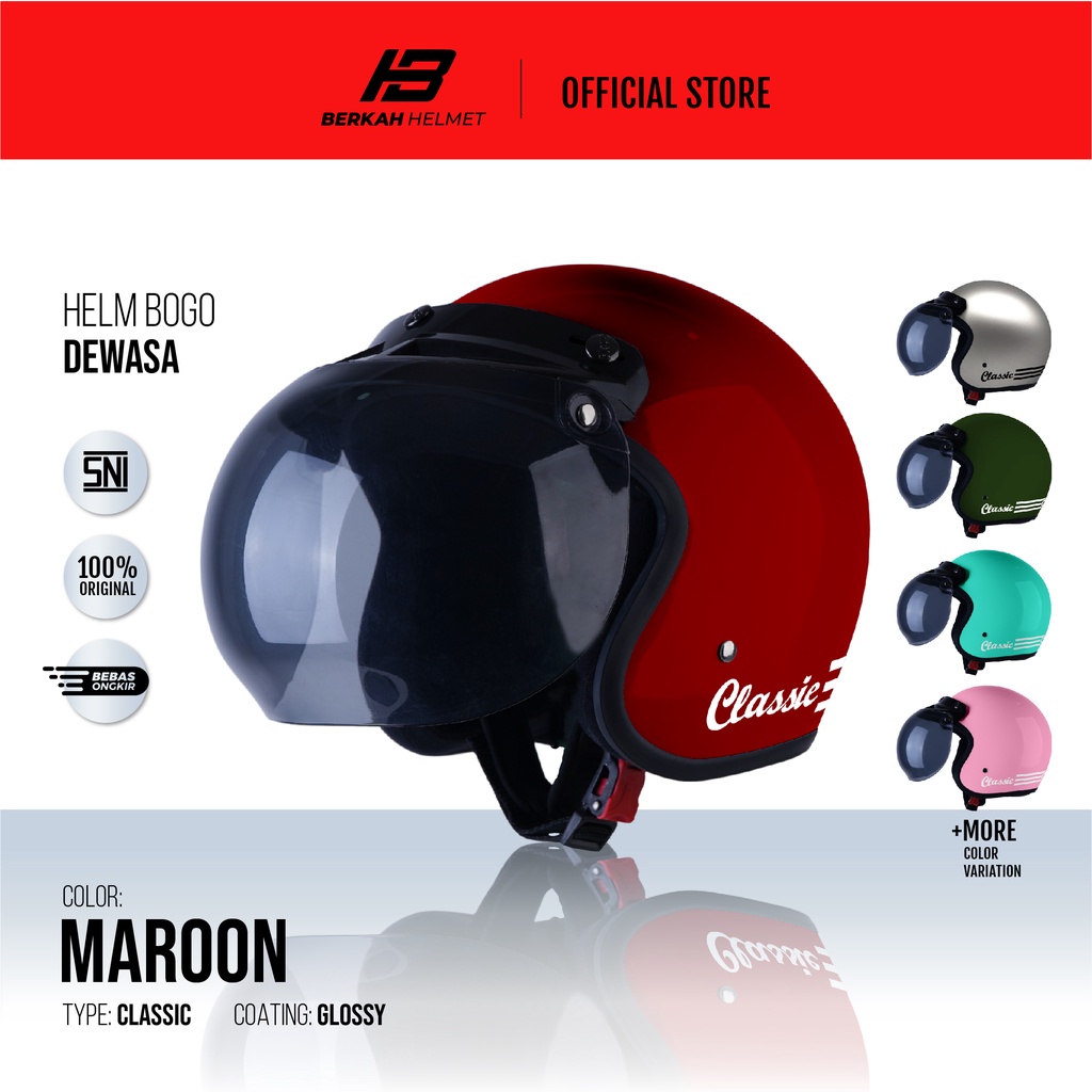 Jual HELM BOGO DEWASA PRIA WANITA HIJAB RETRO CLASSIC HALF FACE VESPA ...