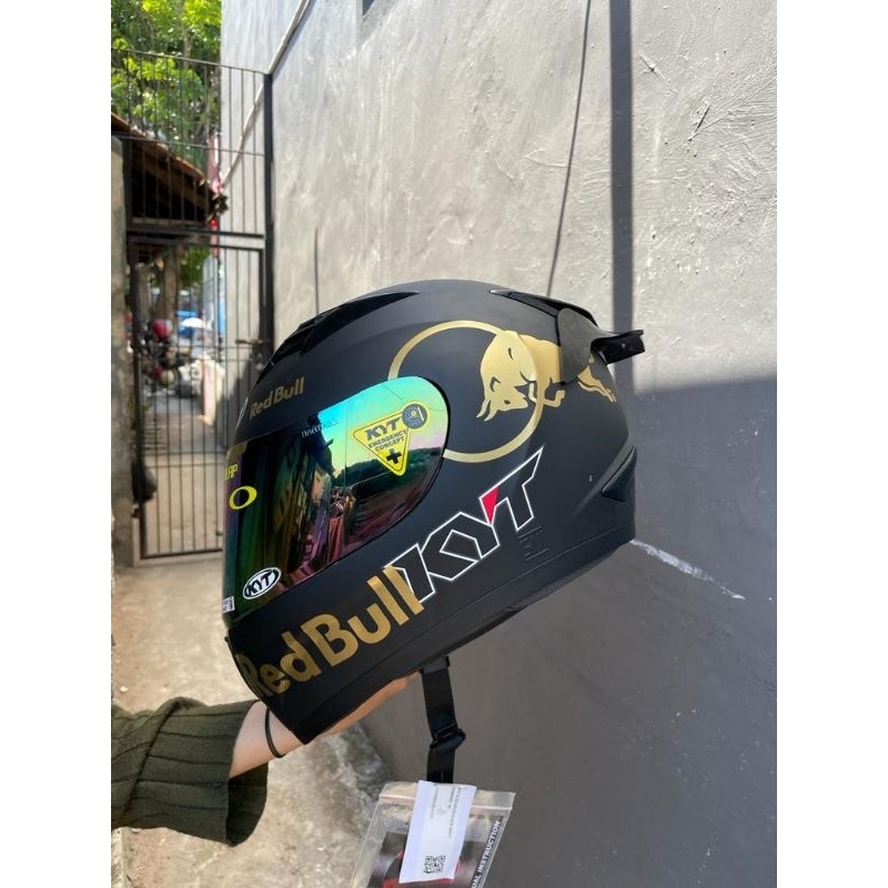 Jual HELM KYT R10 MOTIF RED BULL PAKET GANTENG HELM FULL FACE BLACK