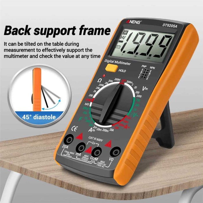 Jual Multimeter Digital DT-9205A 9205 Avo Volt Ampere Ohm Multi Meter ...
