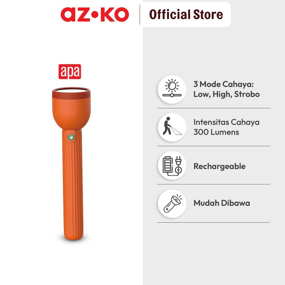 Jual AZKO Apa Senter Rechargeable 3 watt 300 Lumens - Merah Flashlight ...