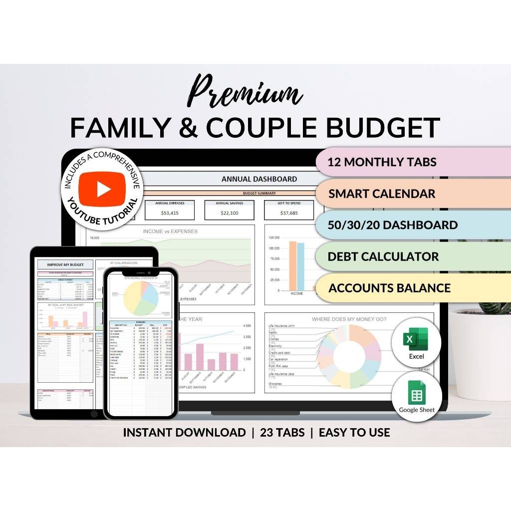 Jual Family Annual Budget Excel Spreadsheet Google Sheets Monthly ...