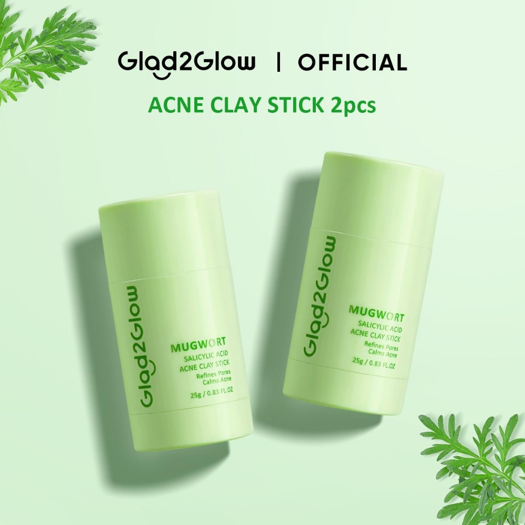 Jual Glad2Glow 2pcs Mugwort Anti Pores & Acne Clay Stick Masker 25g ...