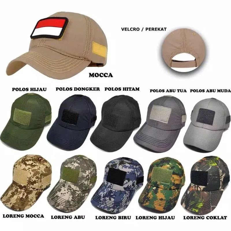 Jual GTS TOPI TACTICAL VELCRO PEREKAT RIPSTOP OUTDOOR LAPANGAN TOPI ...