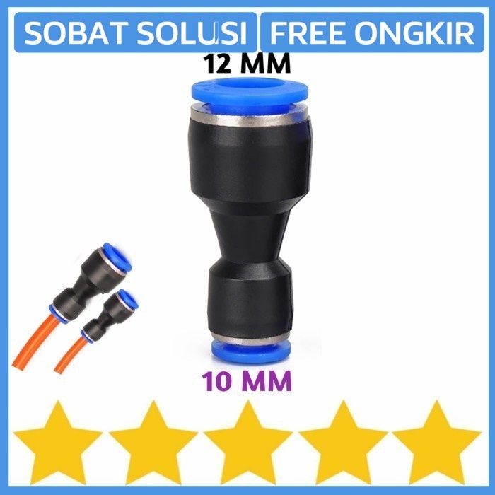 Jual FITTING PNEUMATIC REDUCER SLIP LOCK JOINER 12 X 10MM SELANG OD 10 ...