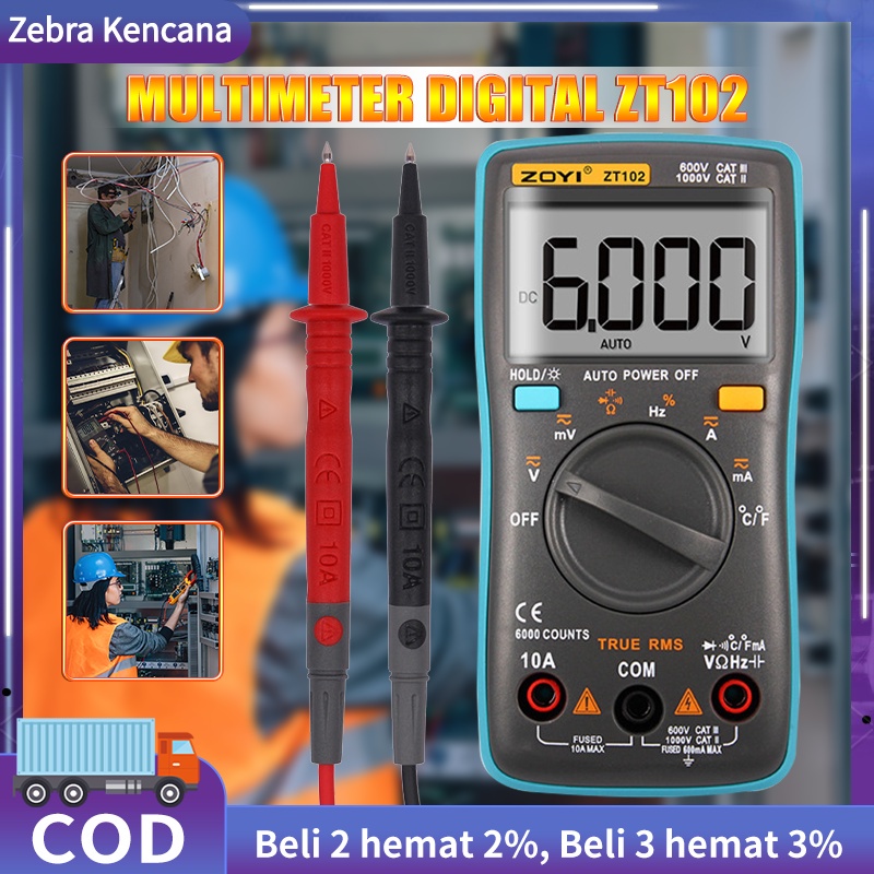 Jual ZT102 Multimeter Digital Alat Pengukur Multimeter Portabel MZ1 Multitester Voltmeter