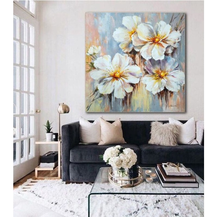 Jual HIASAN DINDING LUKISAN BUNGA MODERN ROOM MINIMALIS (KARYA TANGAN ...
