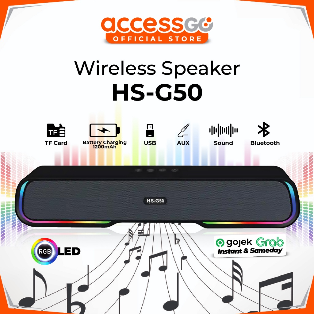 Jual Wireless Speaker Bluetooth Soundbar RGB LED HSG50 Shopee Indonesia