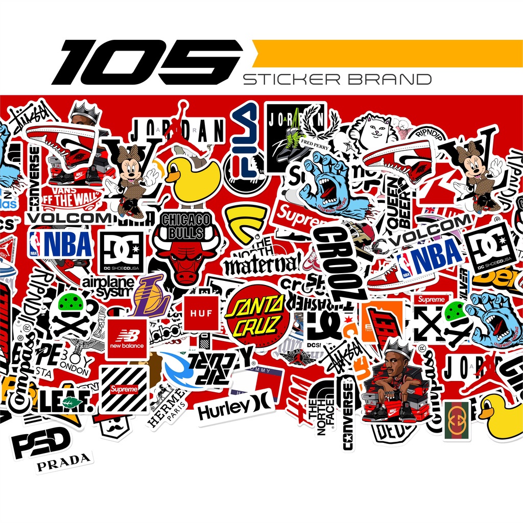 Jual STICKER CASE ISI 108 105 50 PCS STIKER BRAND DISTRO RANDOM APPAREL ...