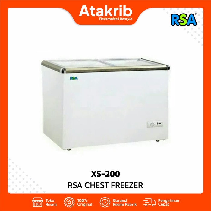 CHEST FREEZER BOX SLIDING FLAT GLASS RSA XS 200 [171L] KHUSUS BOGOR