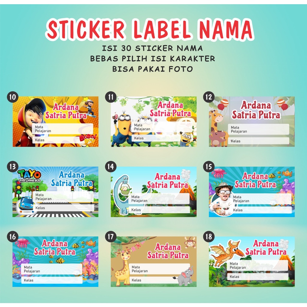 Jual Stiker Nama Buku Mata Pelajaran Stiker Mapel Model Anak Cowok ...