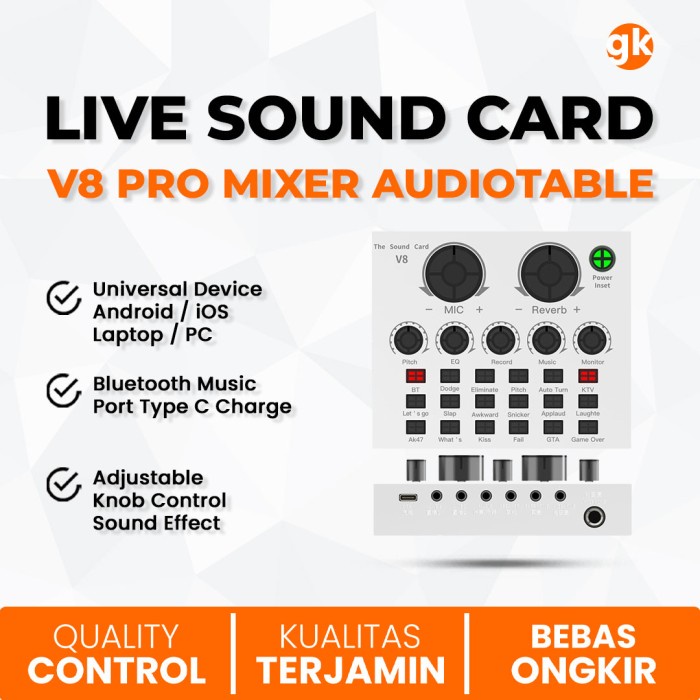 Jual Soundcard Mixer Audio Portable V Pro Live Sound Card Bluetooth External Recording Port