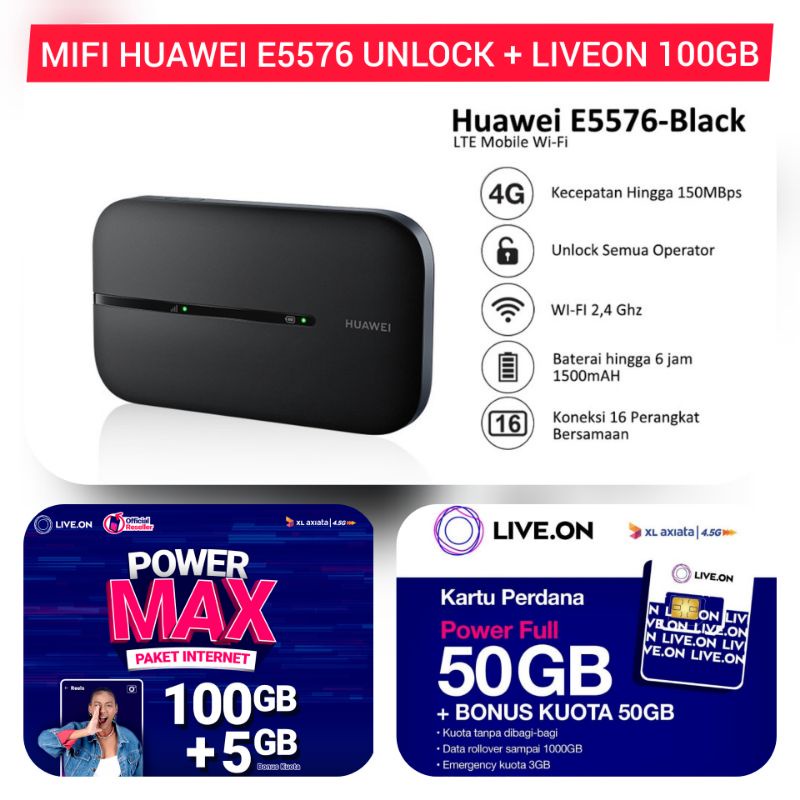 Jual Modem Wifi Huawei E5576 Unlock 3G / 4G All operator Indonesia
