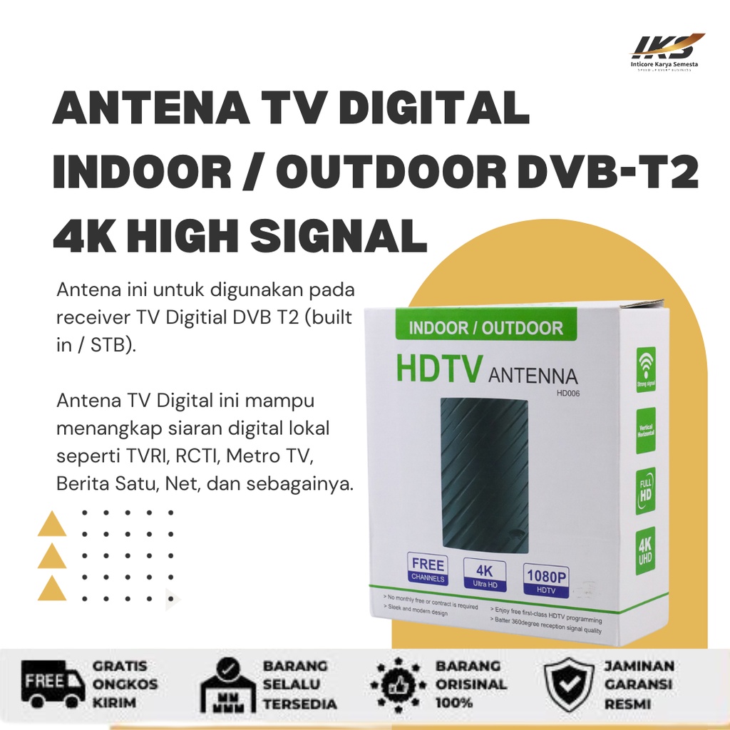 Jual Antena TV Digital Indoor Outdoor DVB-T2 ATSC ISDB 25dB | Shopee ...