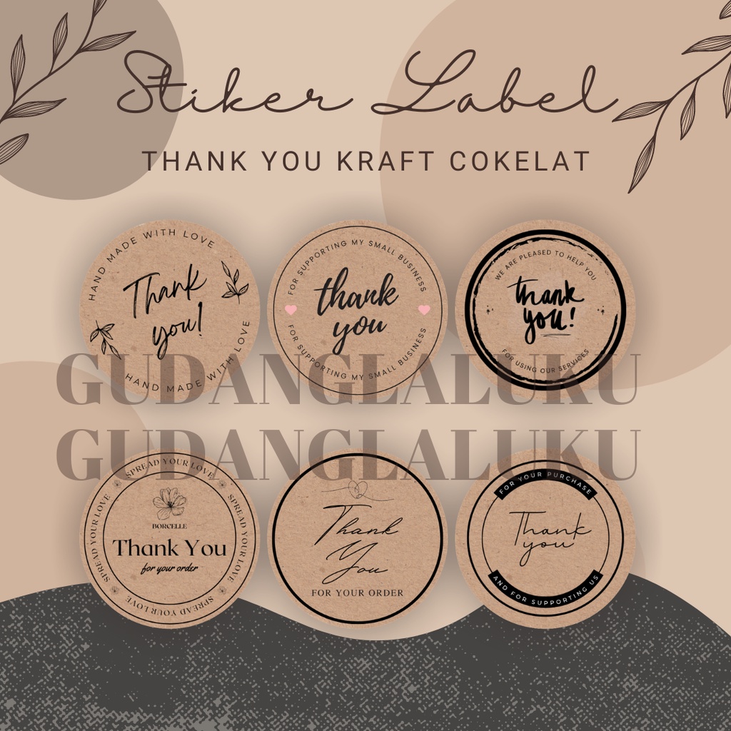 Jual [35 PCS] STIKER KRAFT LABEL THANK YOU COKLAT PREMIUM | Shopee ...