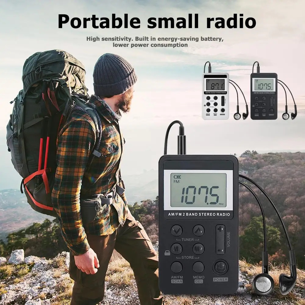 Jual Mini Stereo AM/FM Pocket Radio Universal Dual Band Digital Display ...