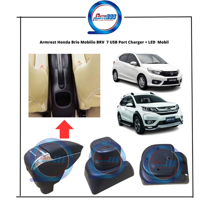 Jual Armrest Honda Brio Mobilio BRV 7 USB Port Charger + LED Consol Box