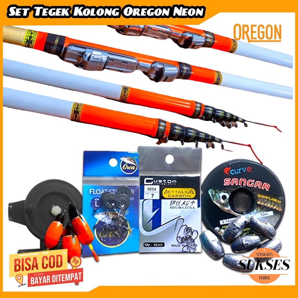 Jual SET LENGKAP Pancing Tegek Kolong Oregon Neon Pole Murah Reel Joran ...