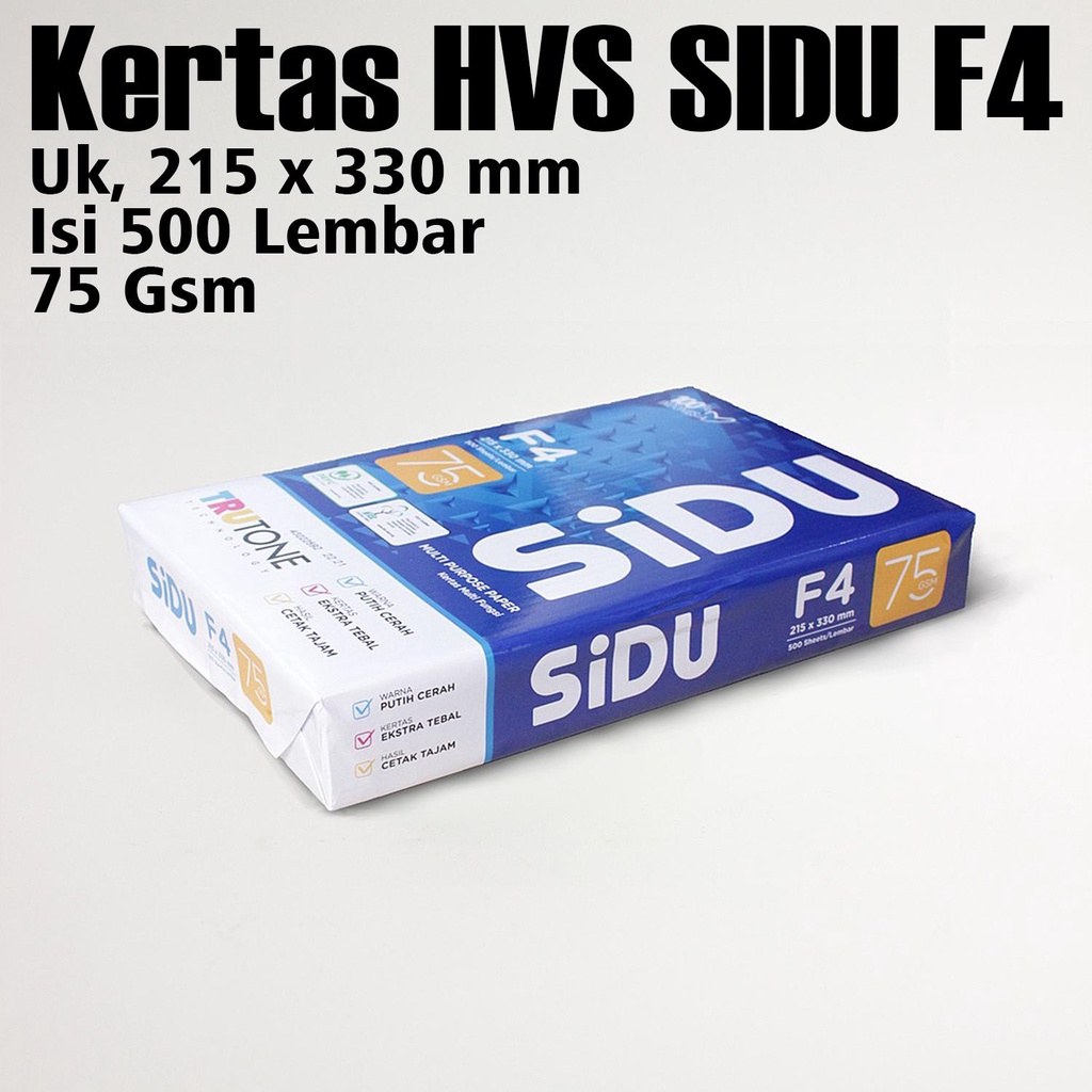 Jual Kertas Hvs F4 75 Gsm Sidu Sinar Dunia Ketas Fotocopy 1 Rim Isi 500 Lembar Paper