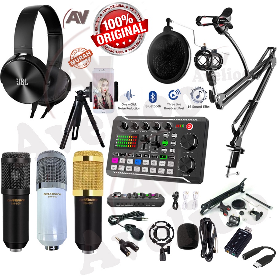 Jual COD PAKET KUMPLIT MIC CONDENSER BM 800 + STAND + SOUNDCARD V8 ...