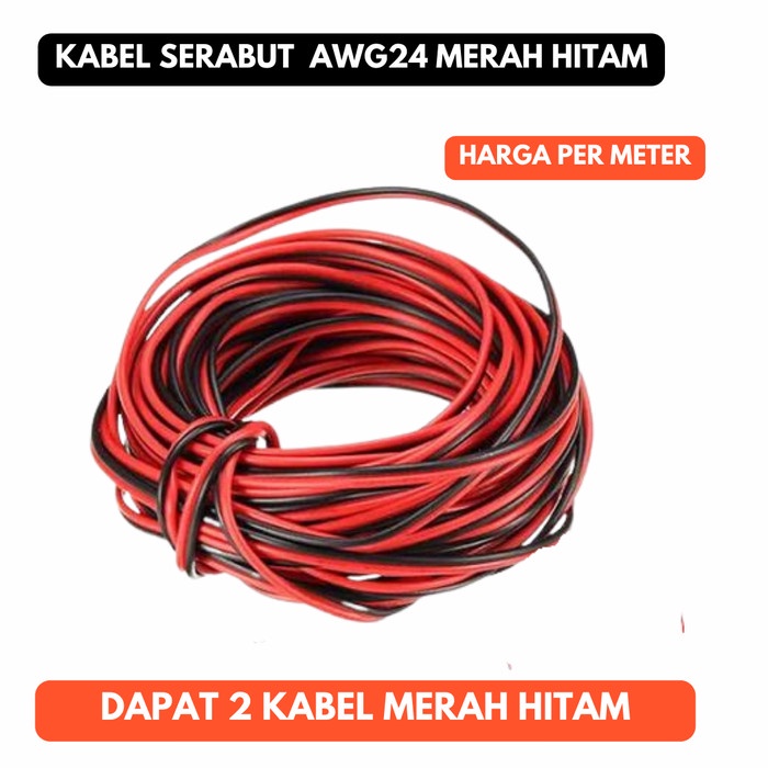 Jual Kabel Listrik Serabut Merah Hitam Awg Awg Double X Kabel X Shopee Indonesia