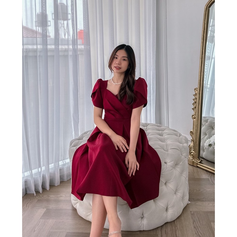 Jual Tullip Dress (Dress Pesta midi scuba tebal premium) Shopee