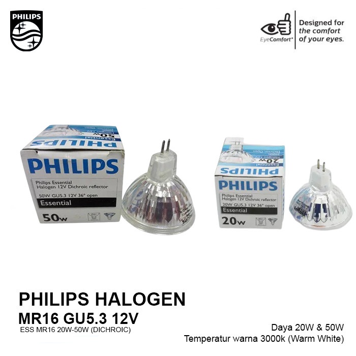 Jual Philips Halogen Spot ESS MR16 20W-50W (DICHROIC) | Shopee Indonesia