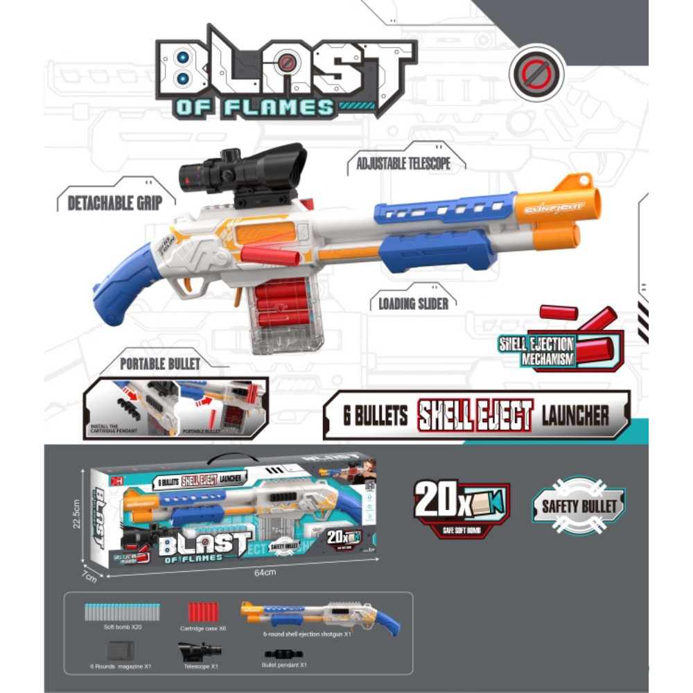 Jual Toy Studio Mainan Pump Shotgun Toy Blaster Soft Bullet EVA Bullet ...