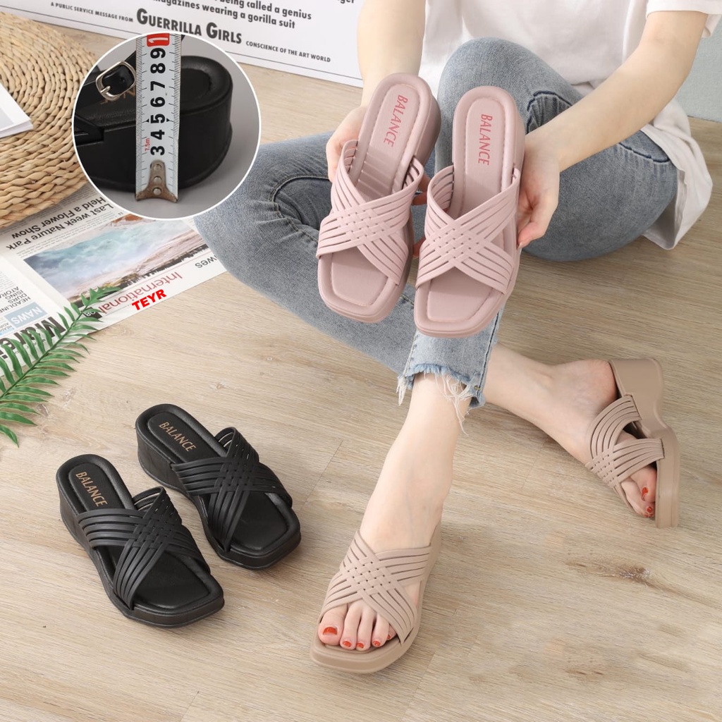 Jual WGXTL4 Sandal Wedges 5 cm Tali Silang 4 Elegan Jelly Shopee