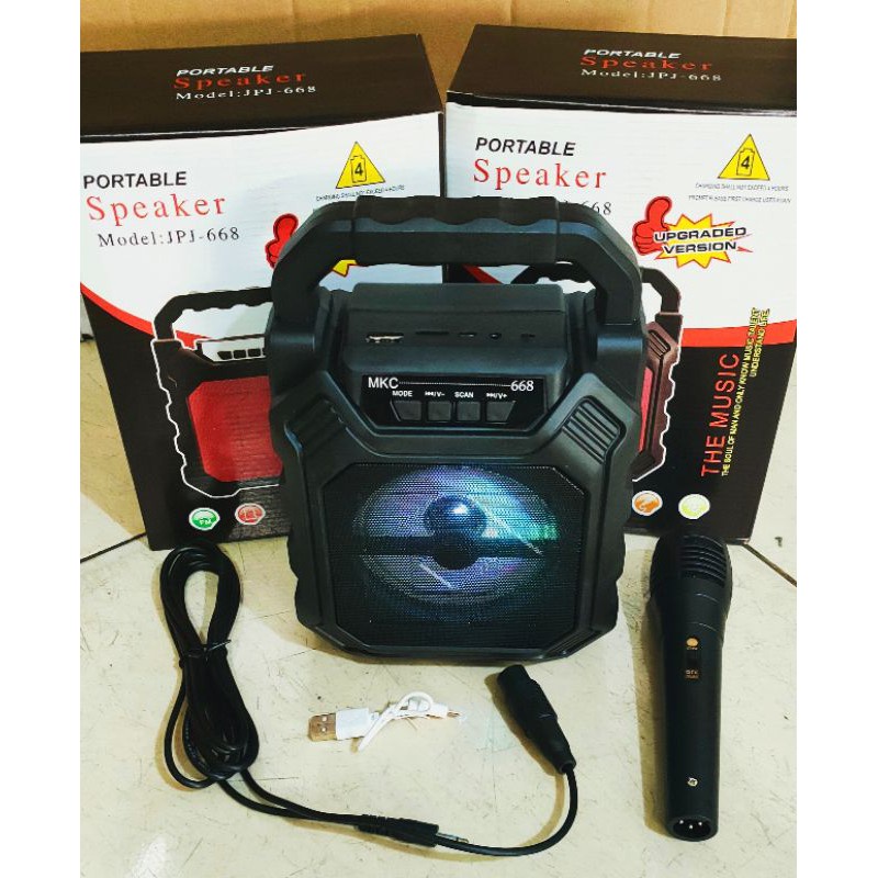 Jual Ready Speaker spiker wireless bluetooth 668 portable plus mic ...