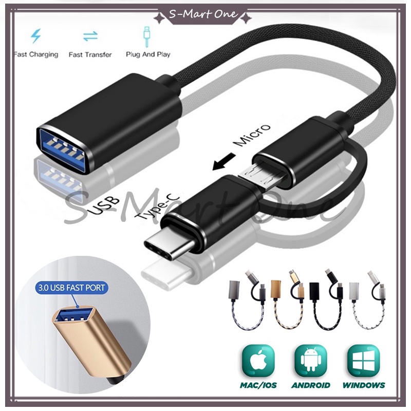 Jual Kabel Otg In Type C Micro Kabel Otg In Multifungsi Besi Adaptor Otg In Usb Micro