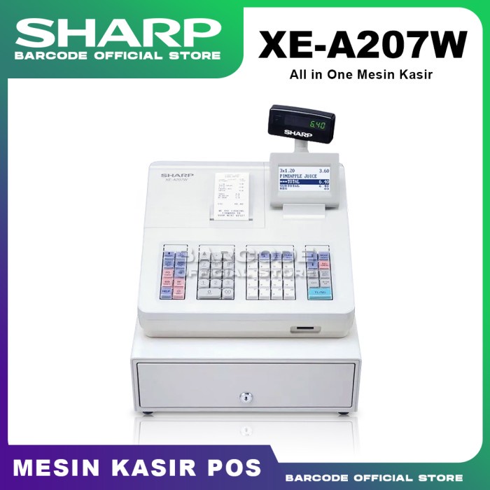 Jual Mesin Kasir Sharp XEA207W / XE A207 White Cash Register All in