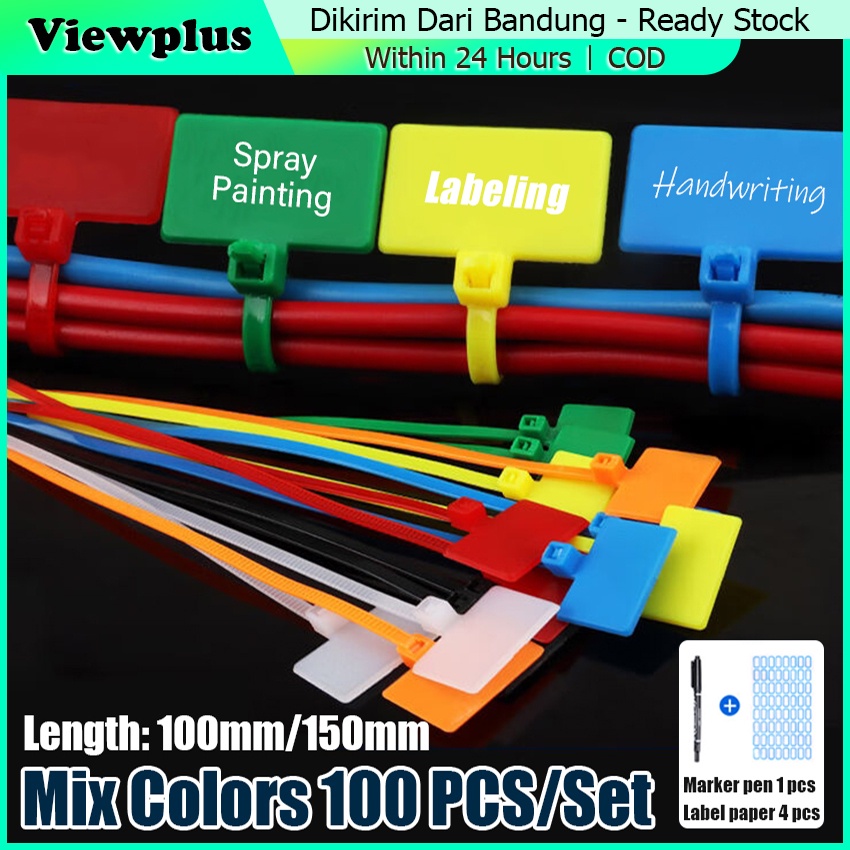 Jual 100Pcs Kabel Ties Marker Warna Warni Cable Tie Label Lan Maker Marker Name Tag Label