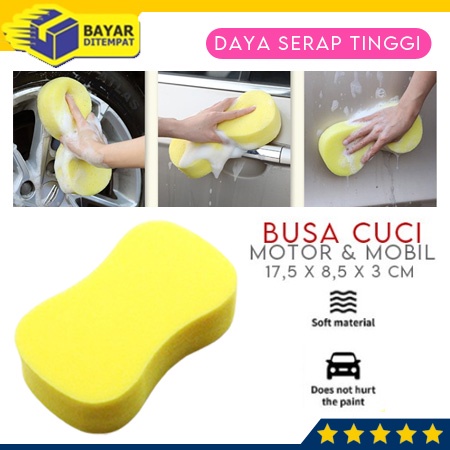 Jual Sponge Spon Pencuci Busa Kuning 8 Cuci Motor Mobil Piring | Shopee ...