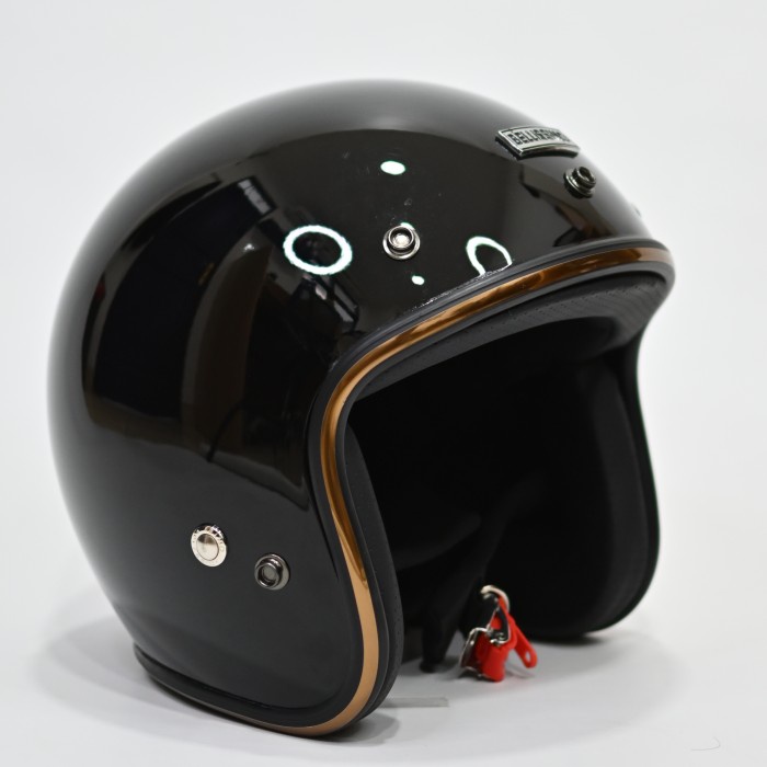 Jual BELLISSIMO HELMET Half Face - BLACK GLOSSY ( List GOLD ) | Shopee ...