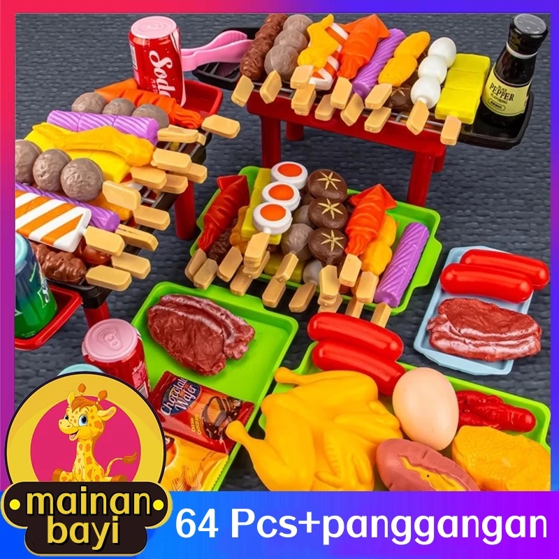 21/64 pcs +panggangan /dapur set/mainan anak perempuan/mainan anak panggang masak /gerobag bbq