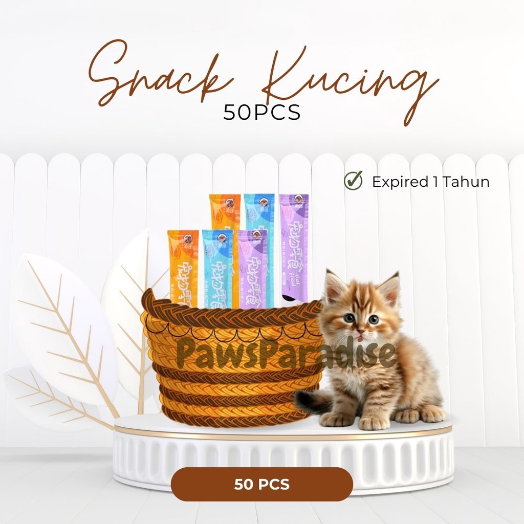Jual Isi 50 pcs Snack Kucing Peliharaan 15gr/Strip Makanan Kucing Basah ...