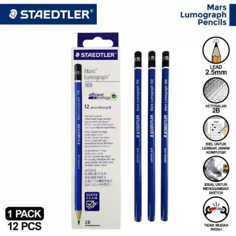 Jual Pensil 2B Staedtler Computer ( 1pak/12pcs ) | Shopee Indonesia