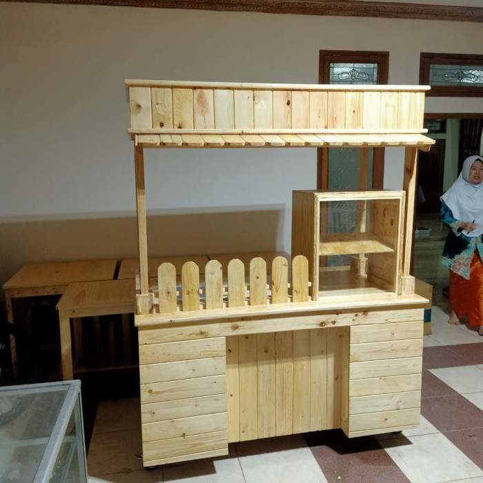 Jual Gerobak Booth Jualan Franchise Model Jepang Takoyaki Kayu Jati