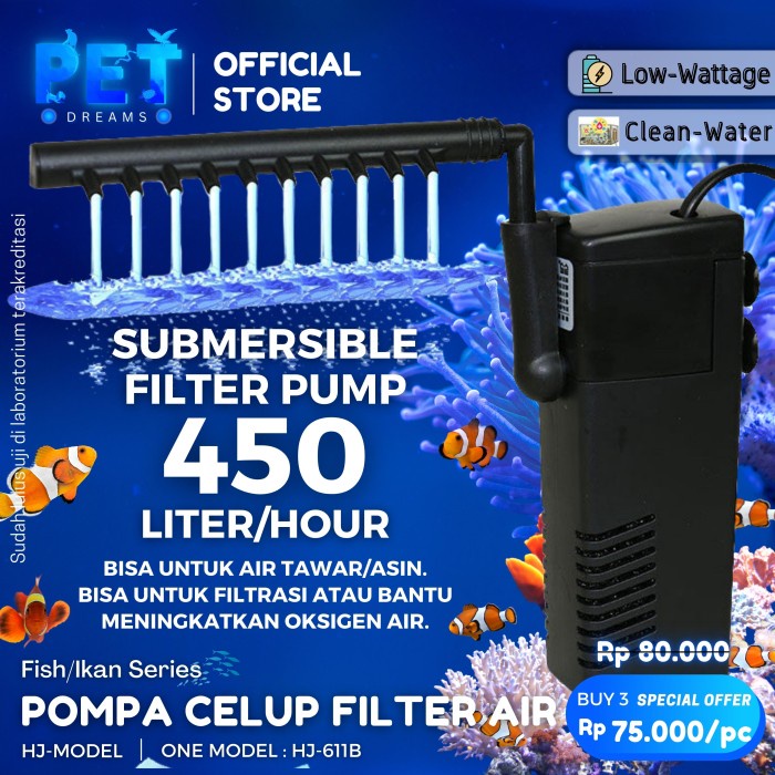 Jual FILTER HJ 611B MINI INTERNAL FILTER AIR MANCUR POMPA AQUARIUM ...