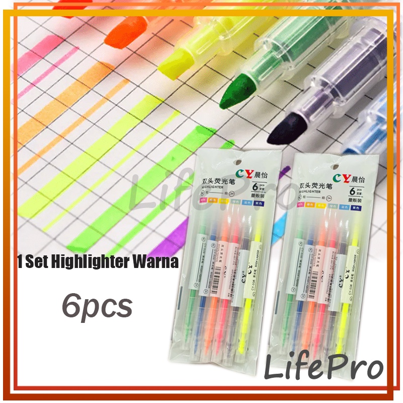 Jual Set Stabilo Warna Isi 6 in 1 / Set Highlighter Warna / 1 Set ...