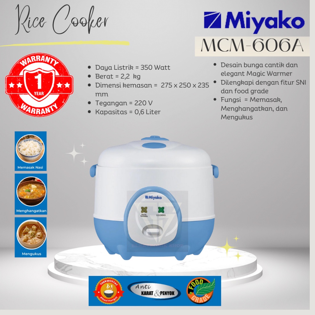 Jual Rice Cooker Mini Miyako Mcm A Putih Biru Kapasitas Liter