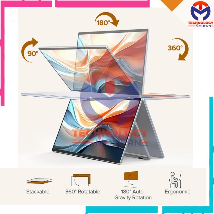 Jual Triple Monitor Portable 15.6 Inch Extend Display with 360º Flip ...
