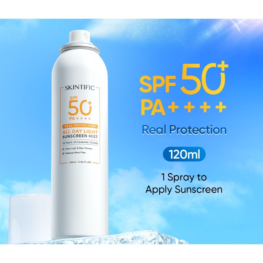 Jual SKINTIFIC All Day Light Sunscreen Mist SPF50 PA++++ Sunscreen