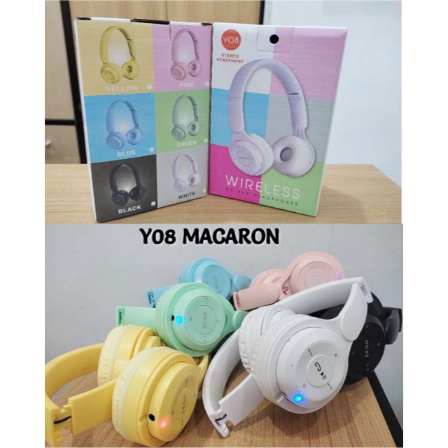 Jual HEADPHONE BLUETOOTH Stereo Headphone MACARON Y08 Extra Bass Warna ...