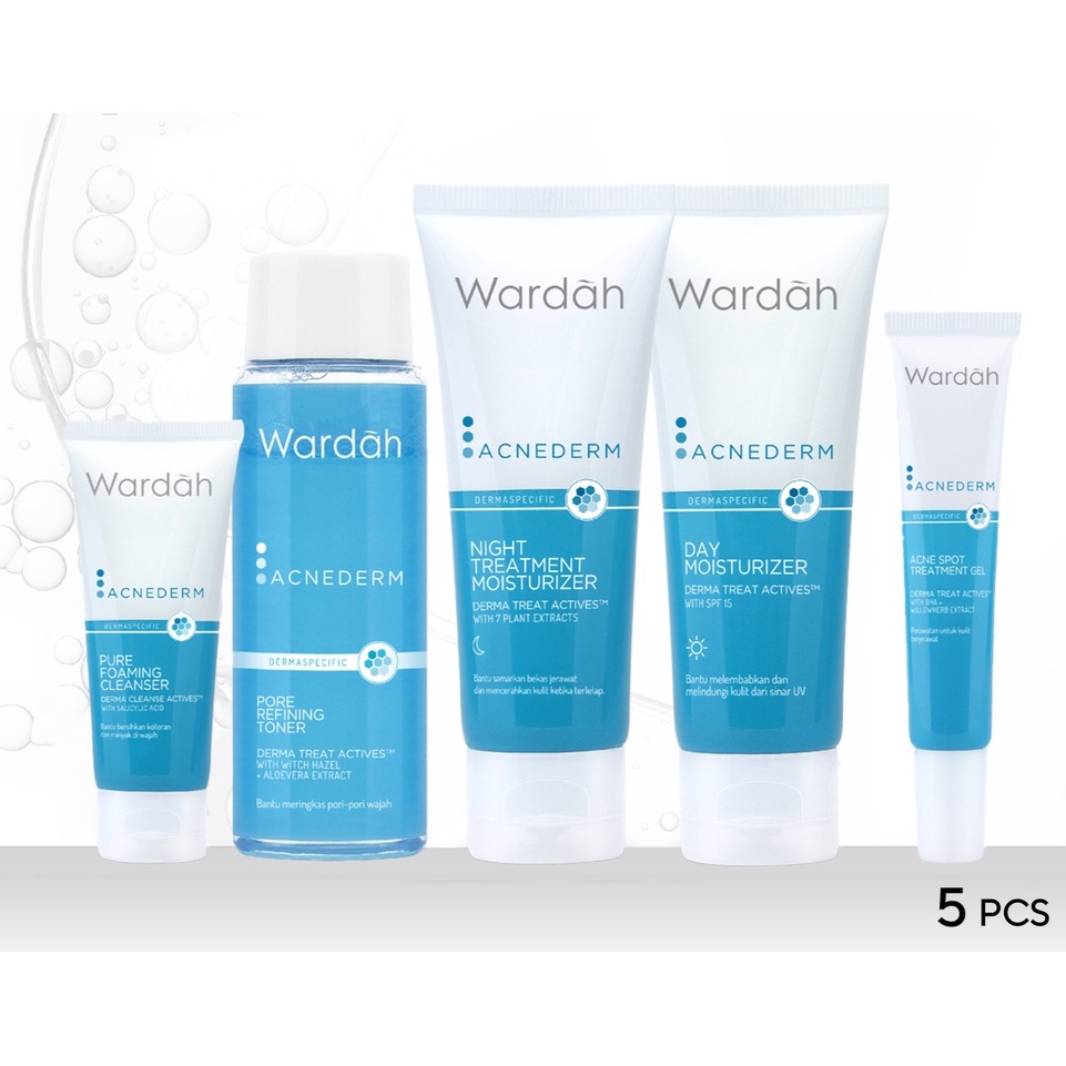 Jual Wardah Acnederm Paket Lengkap Full Regime Acne Spot Gel Night