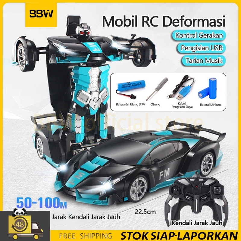Jual KKW- RC TRANSFORMER 1: 18 MOBIL REMOT JADI ROBOT BATERAI CAS