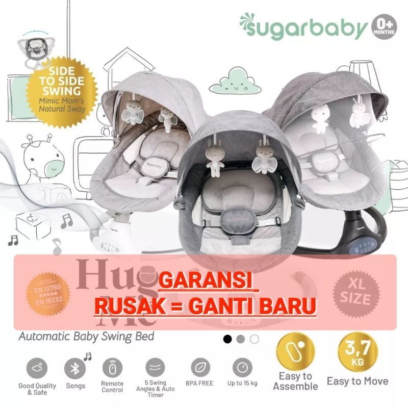 Jual Sugar Baby Hug Me Automatic Baby Swing Bed Ayunan Otomatis Bouncer Elektrik With Remote
