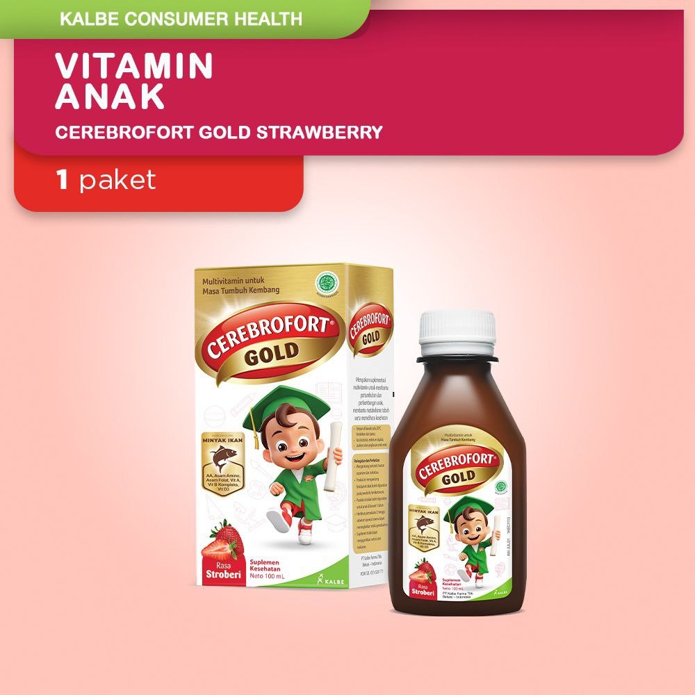 Jual Cerebrofort Gold Rasa Strawberry Sirup 100 ml | Shopee Indonesia